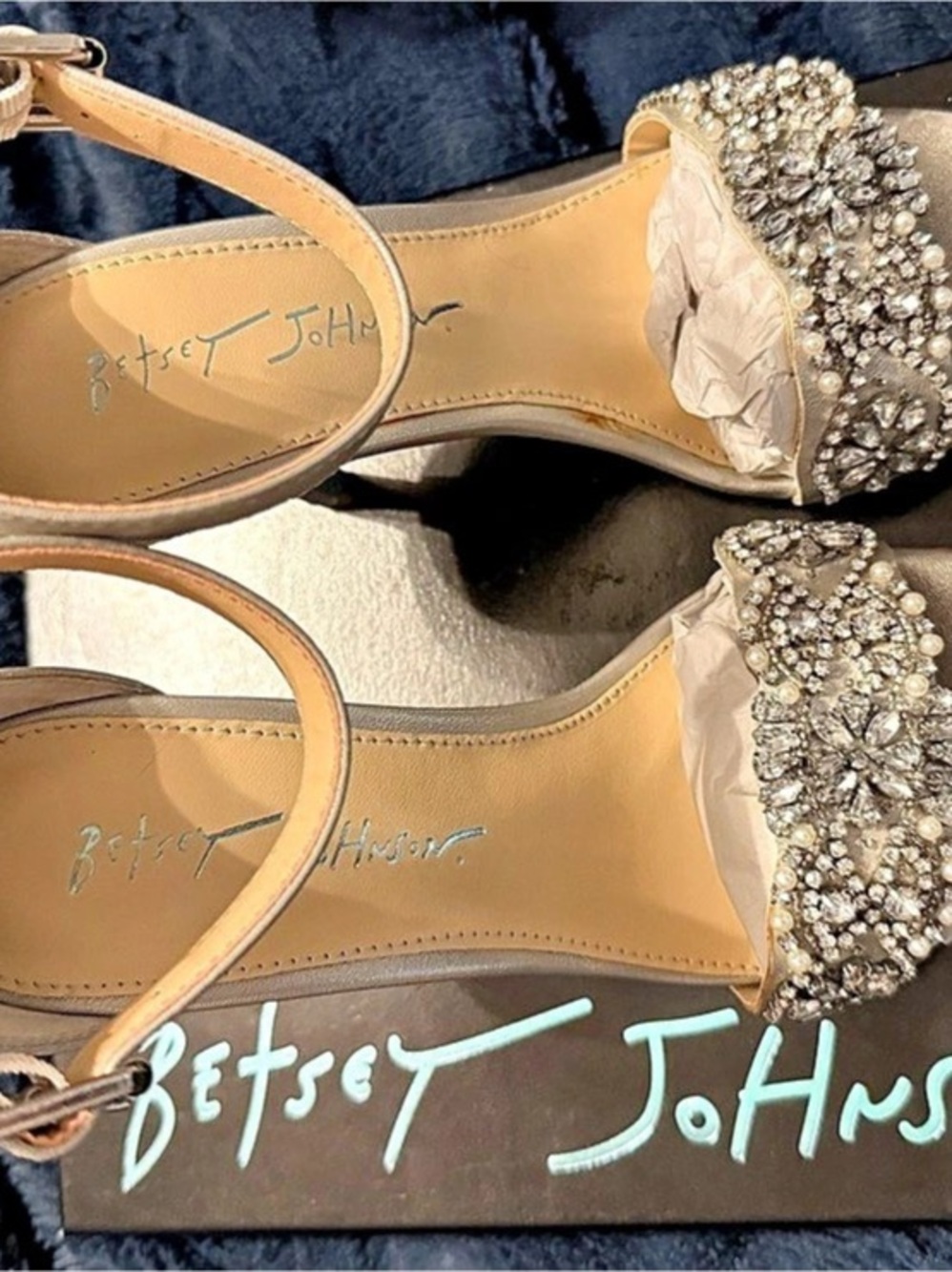 Betsey Johnson Gina Embellished Heels in Silver US 7 New
